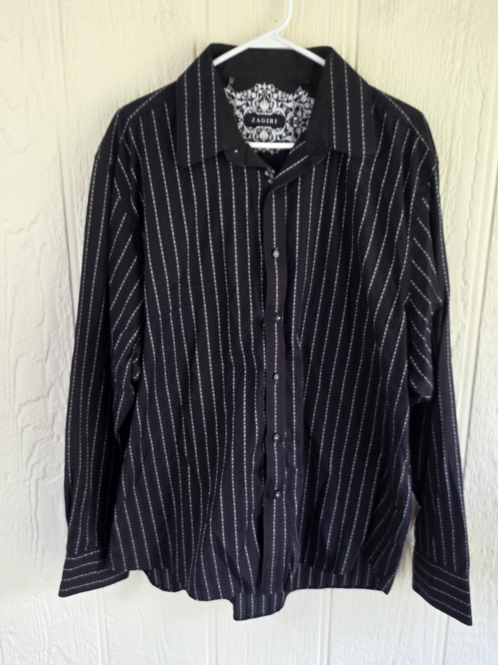 Zagiri Men’s Black Pinstripe Button-Down Shirt, Size 3XL